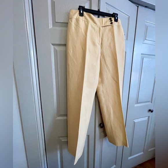 Kasper Yellow Linen Blend Pants - Picture 2 of 6